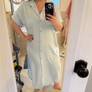Light Blue Button-Up Dress